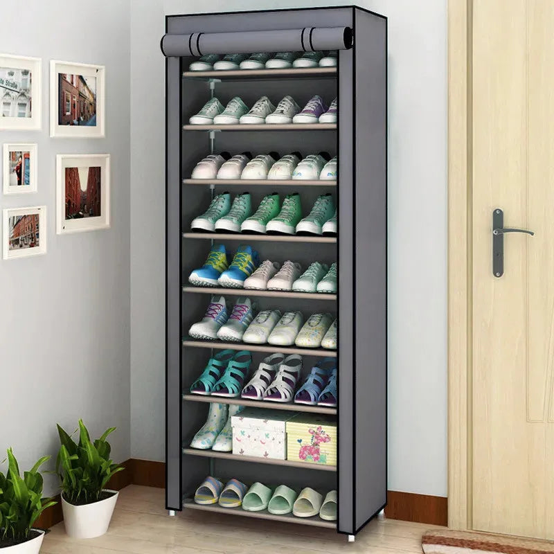 Fabric Cabinet Shelf, XL Shoe Rack Footwear 160x60x30 cm Footwear Shelf Metal Frame Stable Solid
