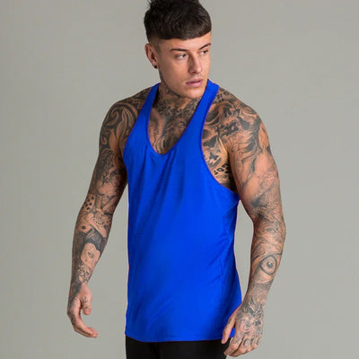 Gym Sports Mens Bodybuilding Muscle T-shirts Fashion Casual Cotton Breathable Striped Weightlifting Summer Basketball Tank Top